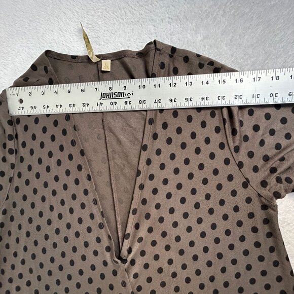 Comfy USA Womens Polka Dot Open Front Cardigan Coatigan Large Brown Black Swing - Picture 6 of 9